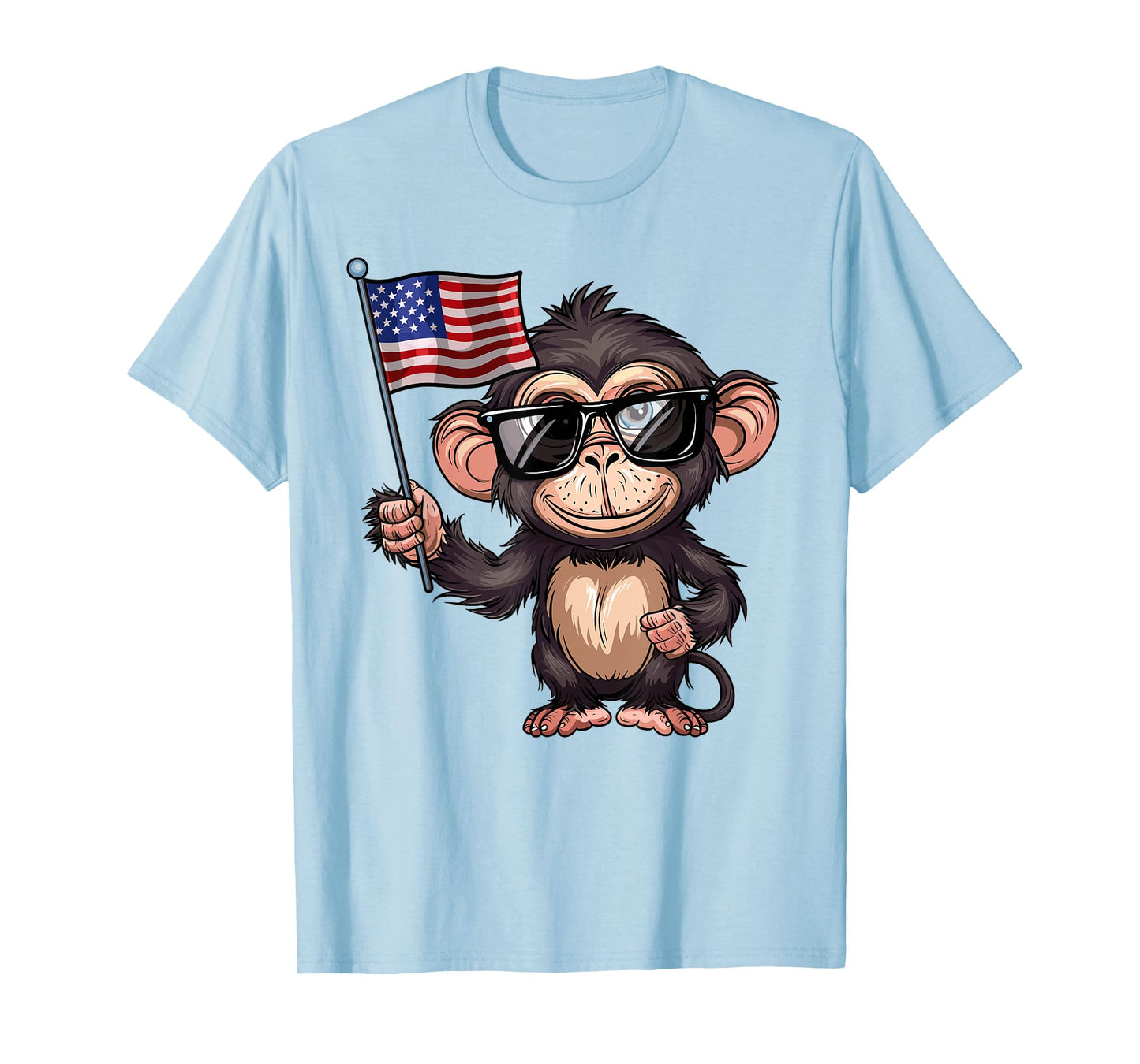 Monkey USA Flag - Funny Monkey Lovers 4th of July T-Shirt