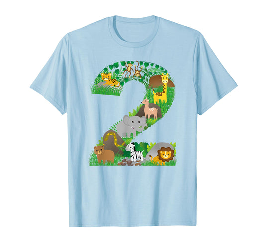 Safari Jungle Zoo animals Second Birthday number 2 T-shirt T-Shirt
