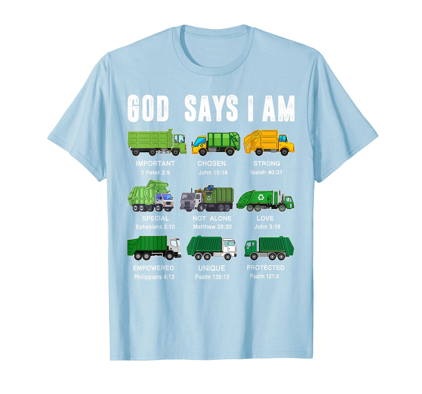 Toddler Boy God Says I Am Garbage Truck Jesus Brother Son T-Shirt