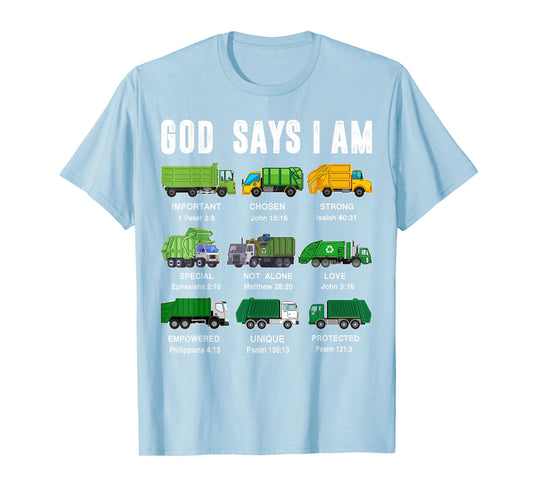 Toddler Boy God Says I Am Garbage Truck Jesus Brother Son T-Shirt