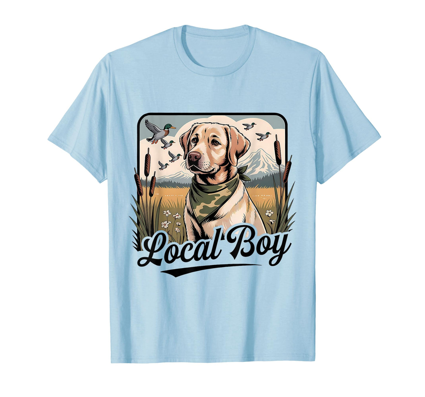 Local Boy Labrador Hunting Dog Marsh Scene Sunset Vintage T-Shirt