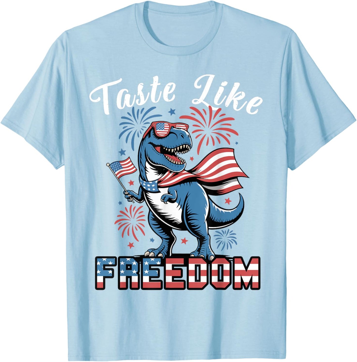 Toddler Taste Like Freedom 4th July Dinosaur Boy Patriotic T-Shirt