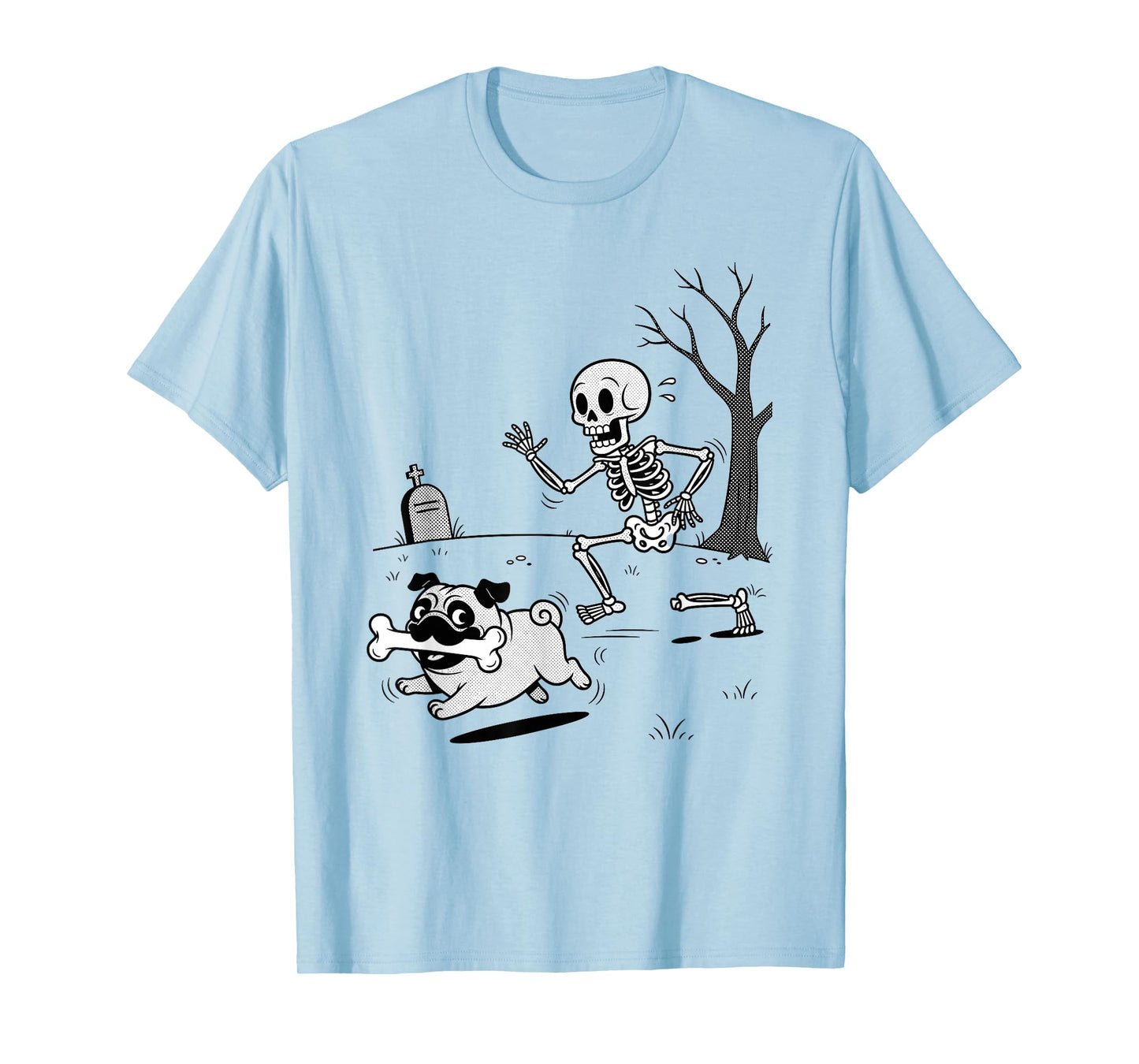 Halloween Dog Funny Skeleton Chasing French Bulldog T-Shirt