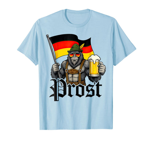 Prost Bigfoot Drinking Beer Lederhosen German Oktoberfest T-Shirt