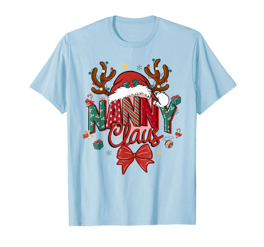 Christmas Nanny Claus Coquette Bow Reindeer Xmas Women T-Shirt