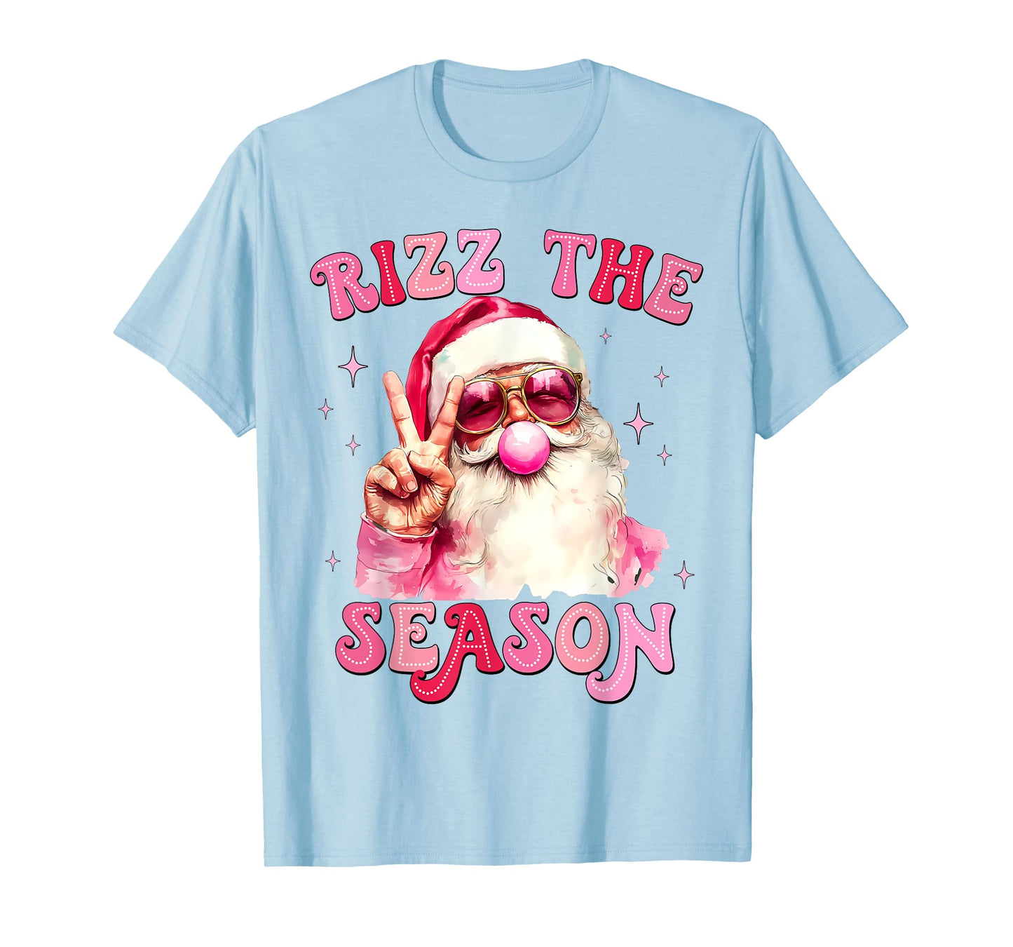 Rizz The Season Santa Pink Bubble Gum Rizzmas Christmas Kids T-Shirt