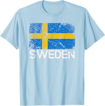 Swedish Flag T-Shirt | Vintage Made In Sweden Gift T-Shirt