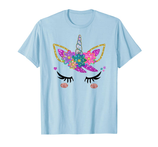 Rainbow Unicorn Face Shirt, Cute Unicorn Birthday Outfit