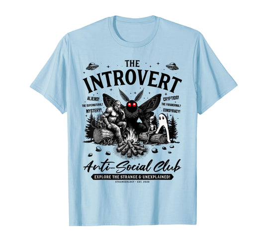 The Introvert Social Club Bigfoot Mothman Alien Creature T-Shirt