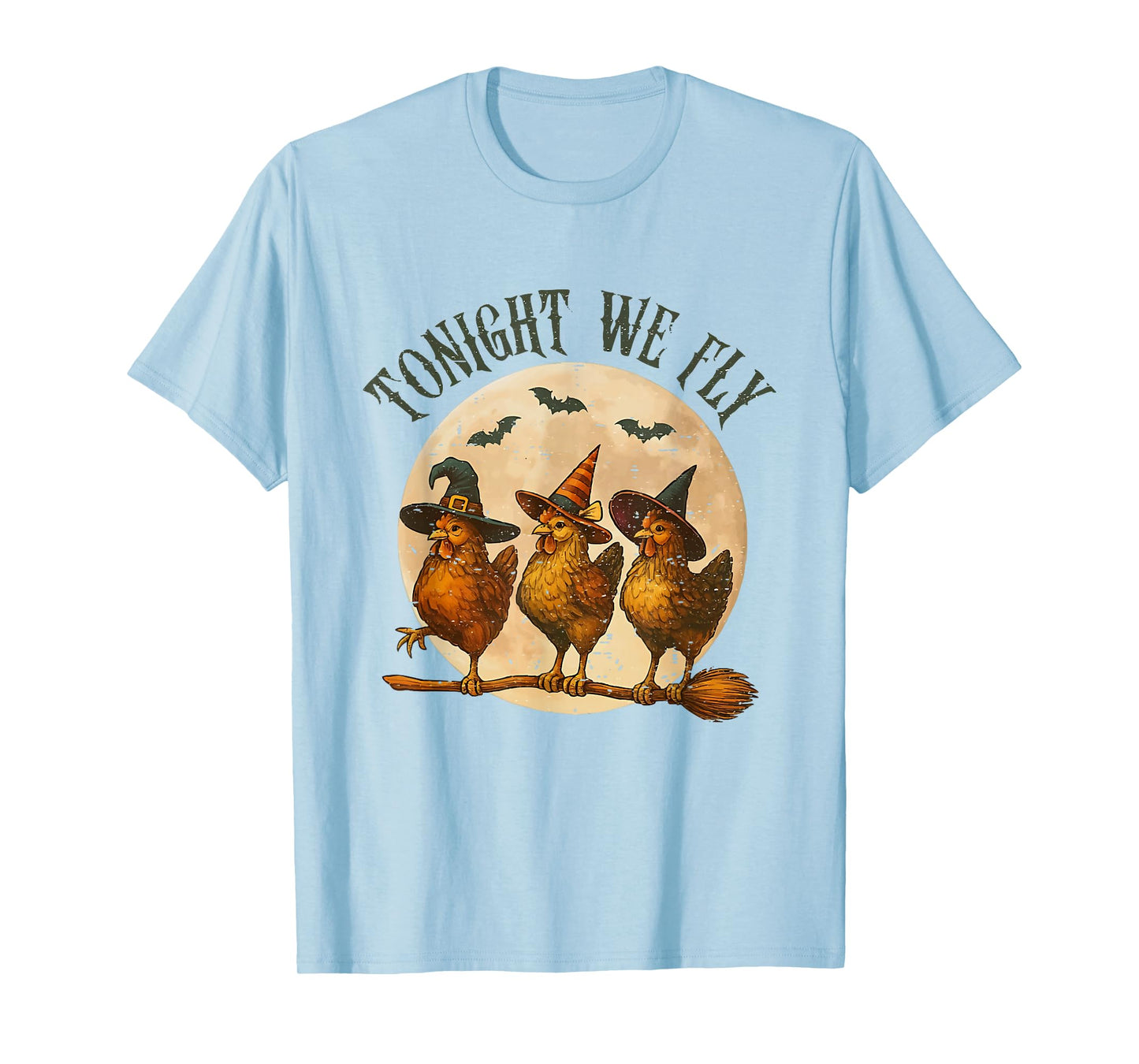 Tonight We Fly Spooky Chicken Witch Halloween Farm Animal T-Shirt