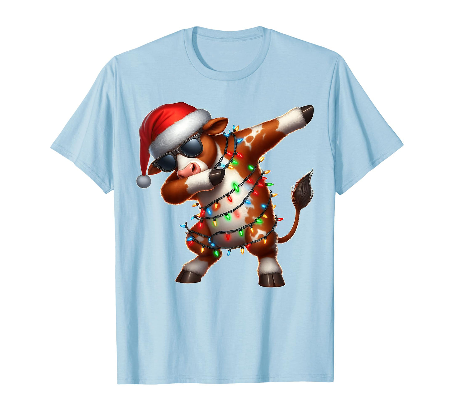 Dabbing Hereford Cattle Farmer Sunglasses Christmas Xmas T-Shirt