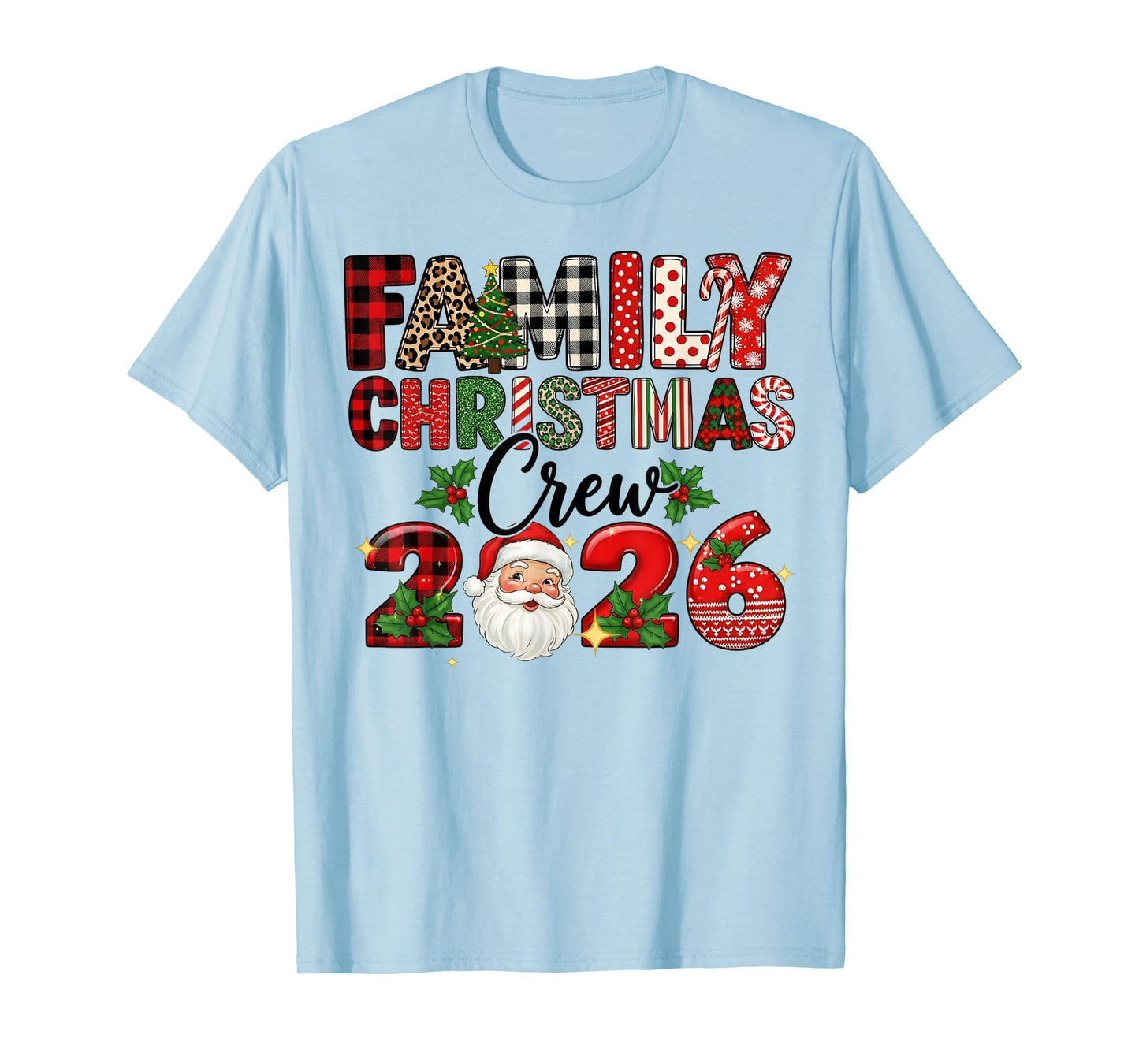 Retro Family Christmas Crew 2026 Squad Family Matching Xmas T-Shirt