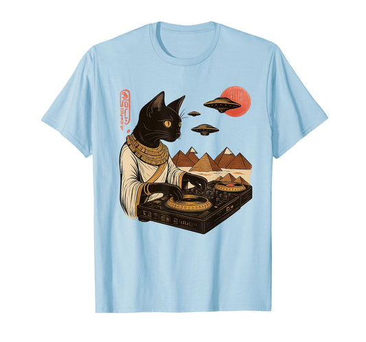 Egyptian Cat DJ UFO Art Print T-Shirt