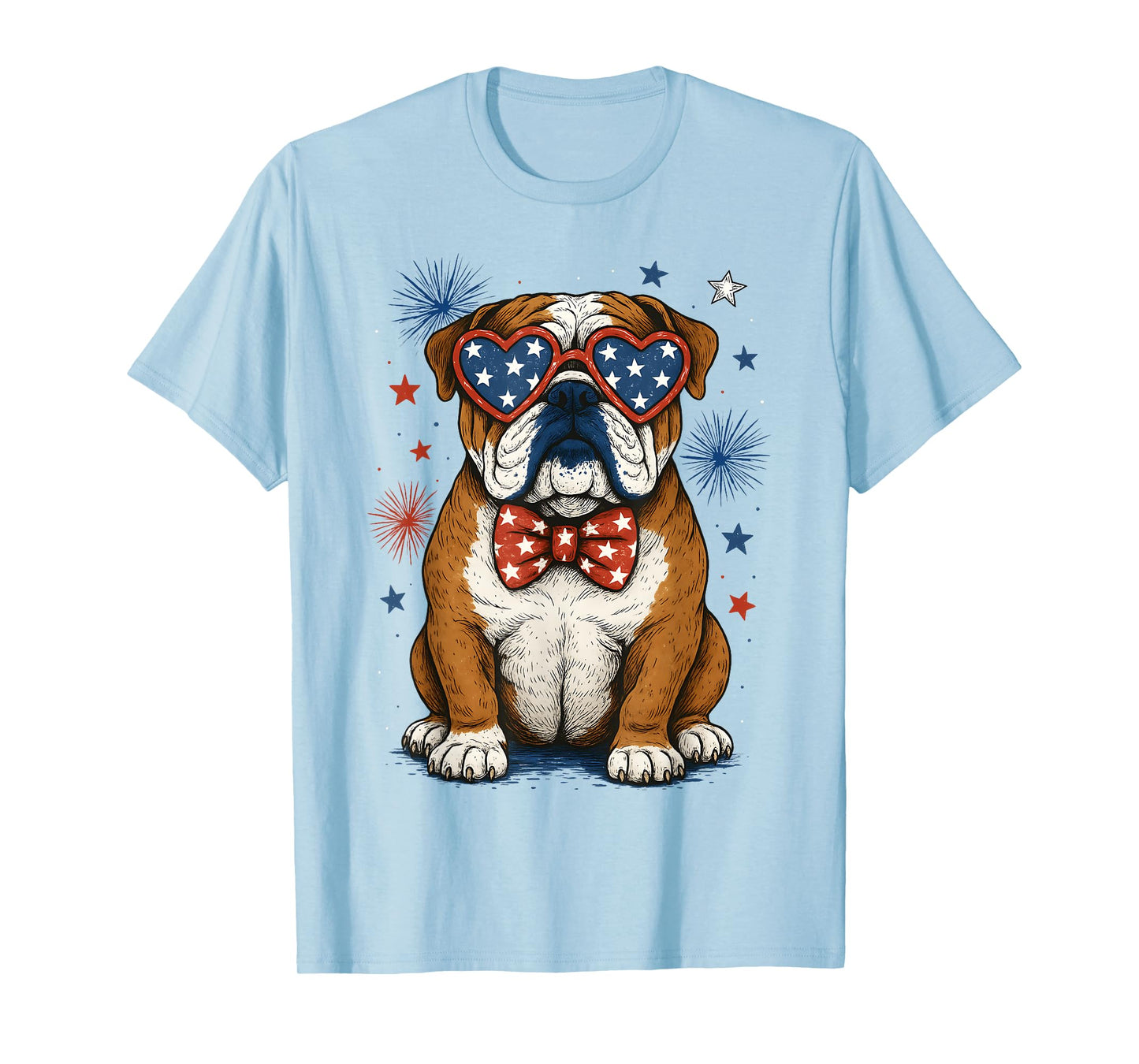 USA Flag Retro English Bulldog 4th Of July Merica Men Women T-Shirt