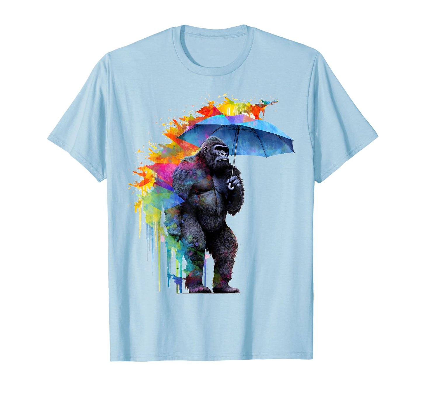 Gorilla Umbrella Artwork Colourful - Animal Monkey Zoo Gorilla T-Shirt