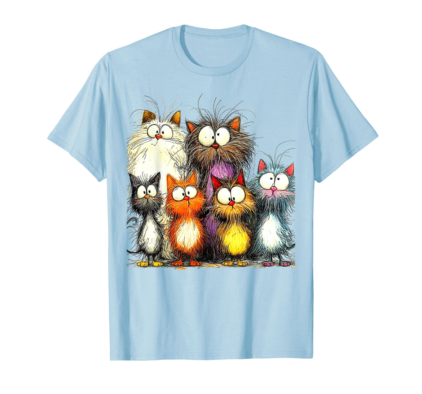 Eagerlys Silly Funny Cat Famliy Art Colorful Cats - Kitten T-Shirt for Men Women