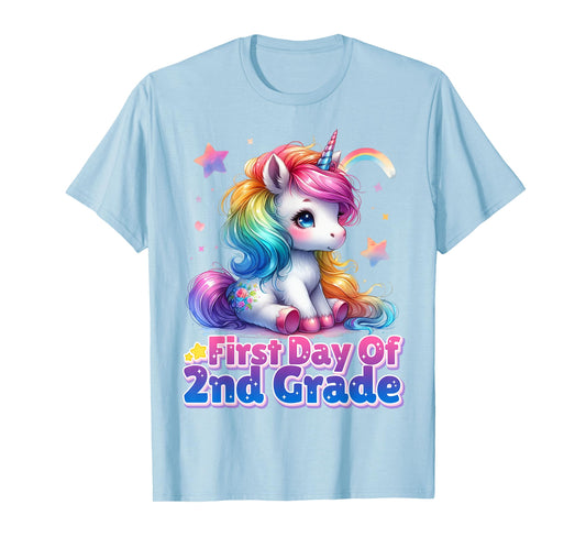 First Day Of 2nd Grade Unicorn Back To School Girls Kids T-Shirt