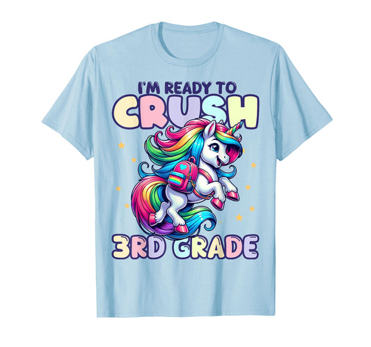 Crush 3rd Grade Girls Back to School Unicorn First Day Cute T-Shirt