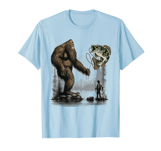 Bigfoot Fishing Funny Sasquatch Fish T-Shirt