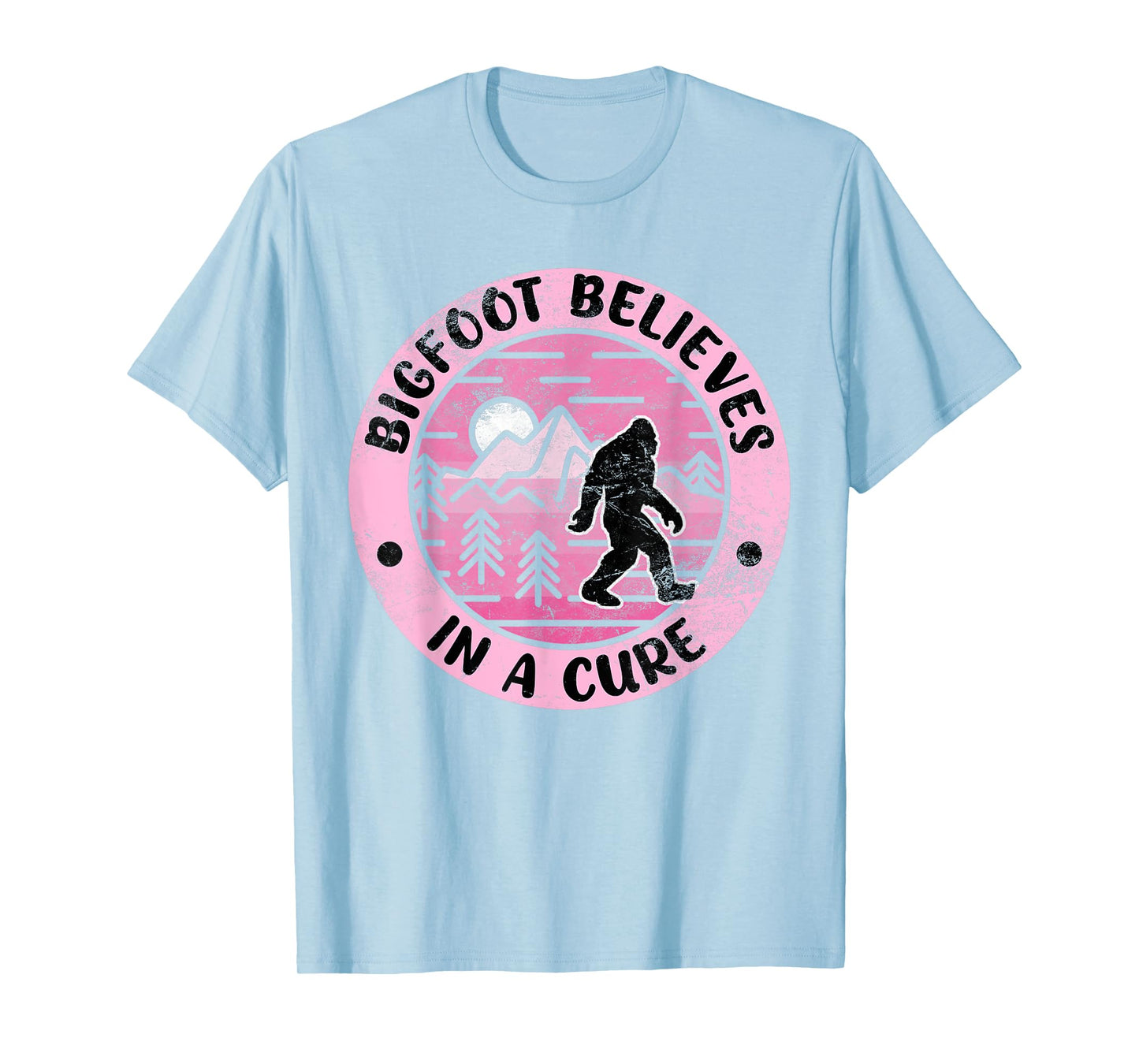Sasquatch Pink Ribbon Bigfoot Womens Breast Cancer Awareness T-Shirt