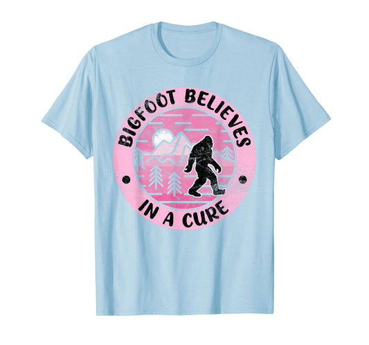 Sasquatch Pink Ribbon Bigfoot Womens Breast Cancer Awareness T-Shirt