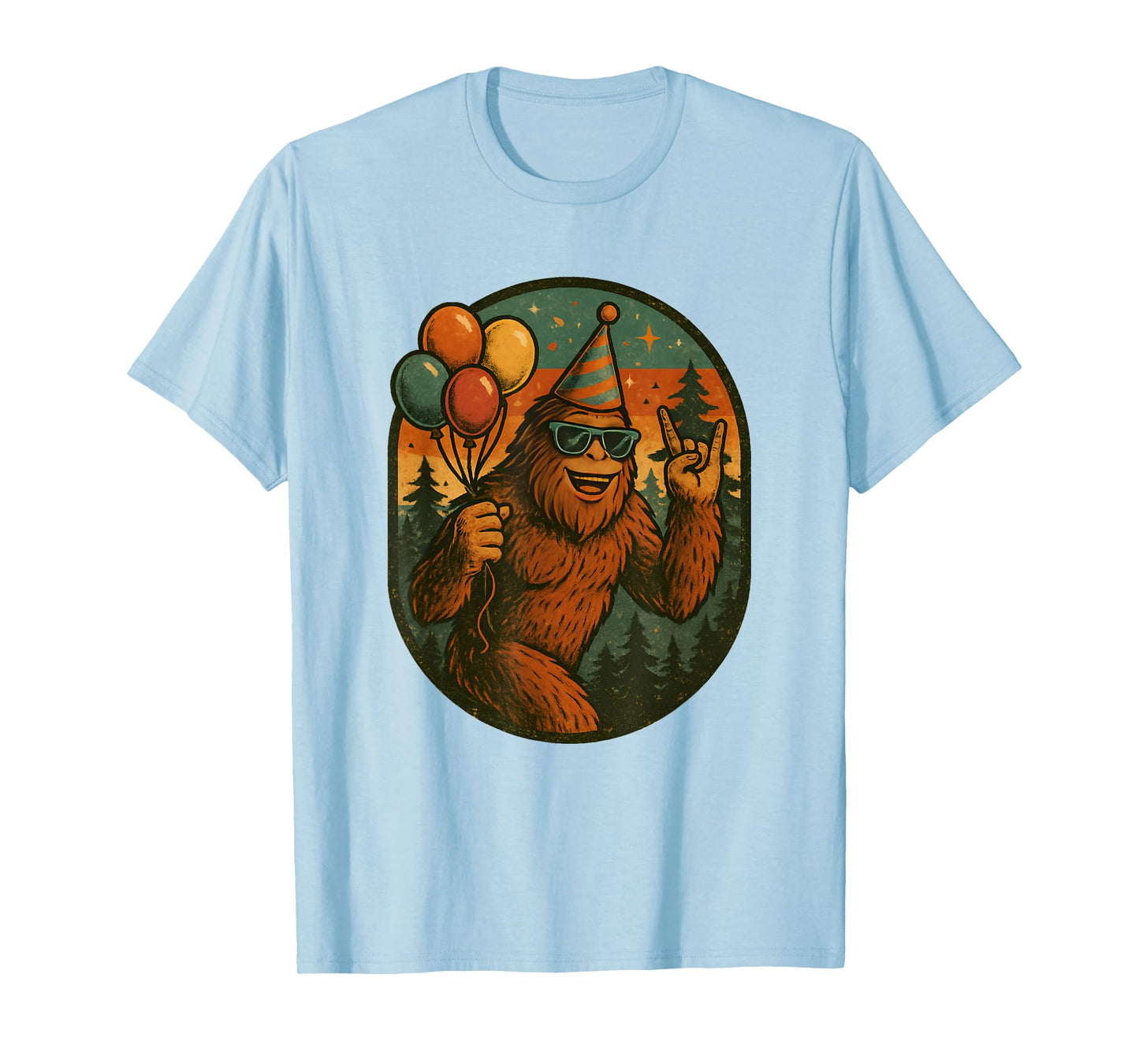 Bigfoot Party Vibes Birthday Balloons Forest Fun T-Shirt