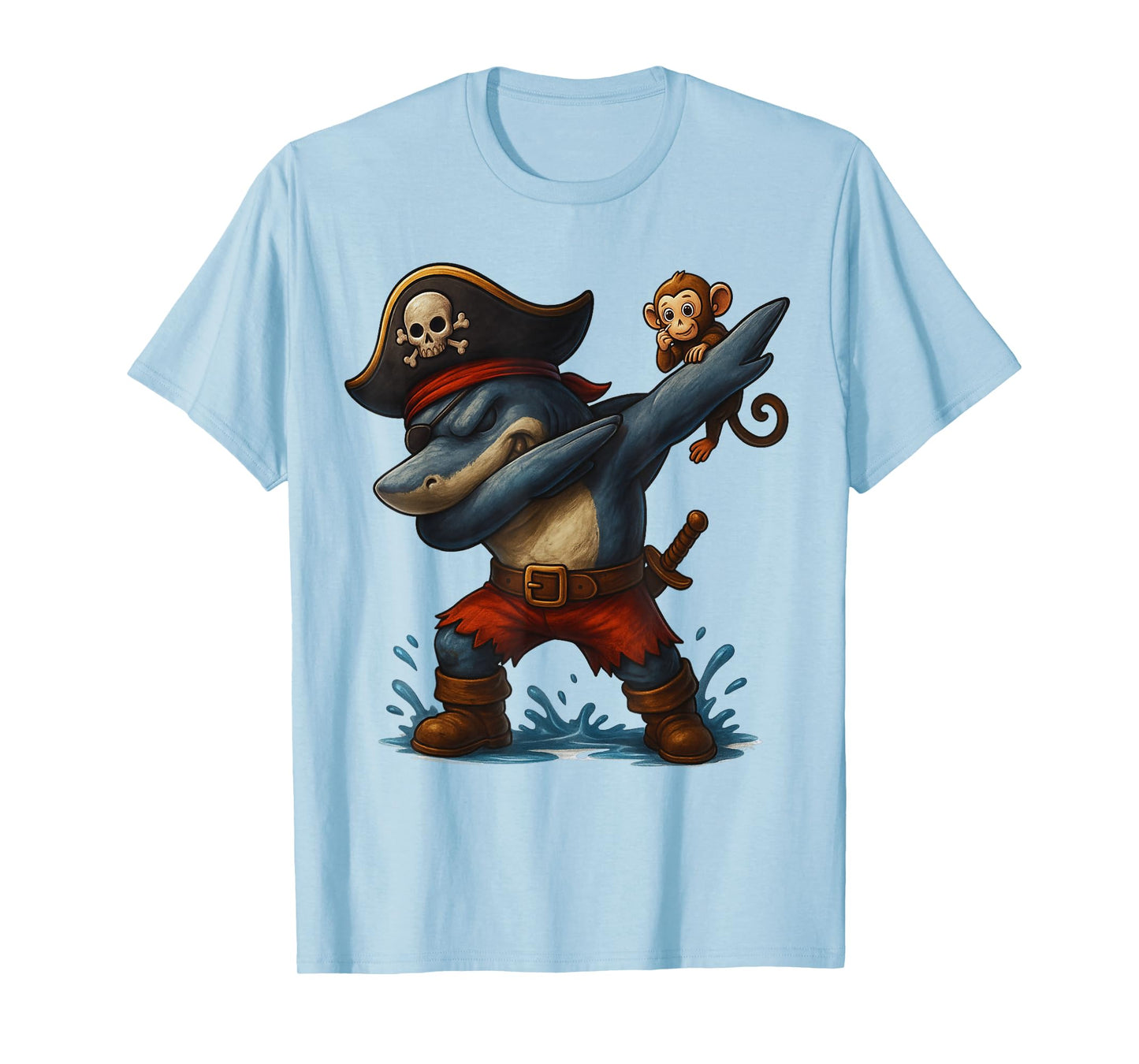 Funny Pirate Shark Dab Kids Tee Costume Cartoon T-Shirt