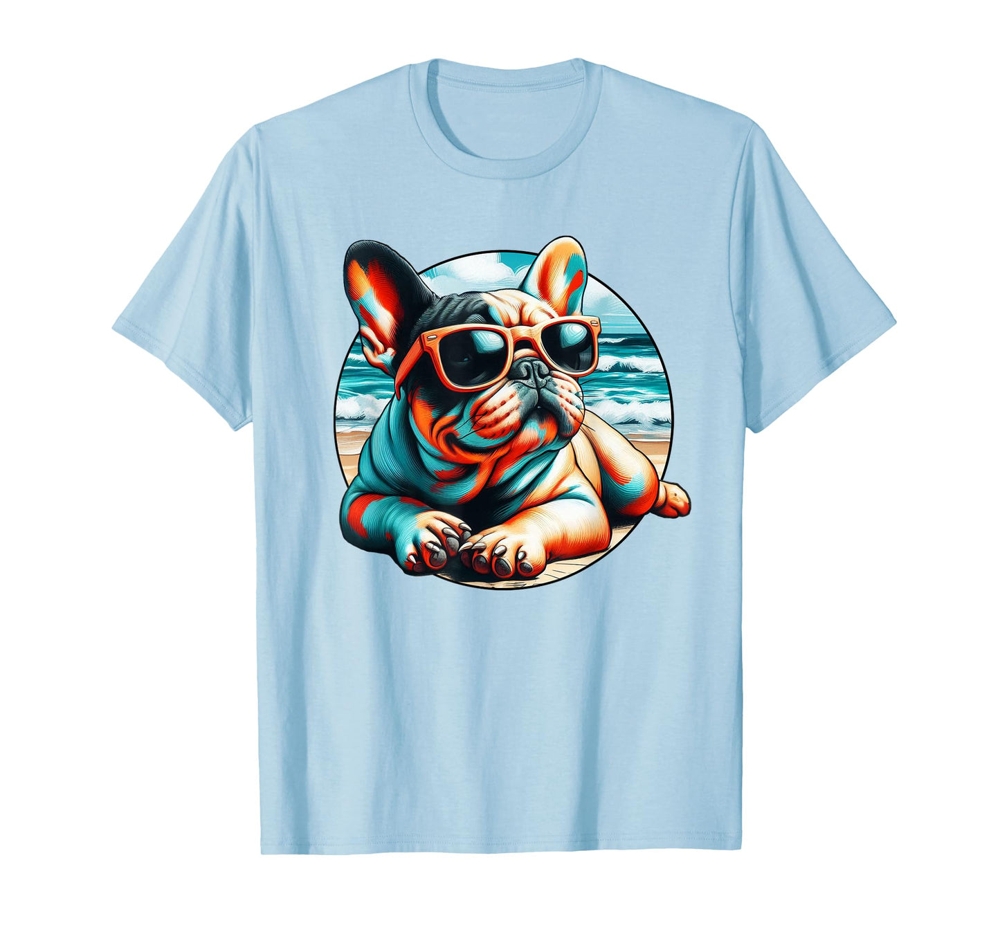 Frenchie Beach Bum - Gift For French Bulldog Owner Graphic Men Women Girls Kids T-Shirt