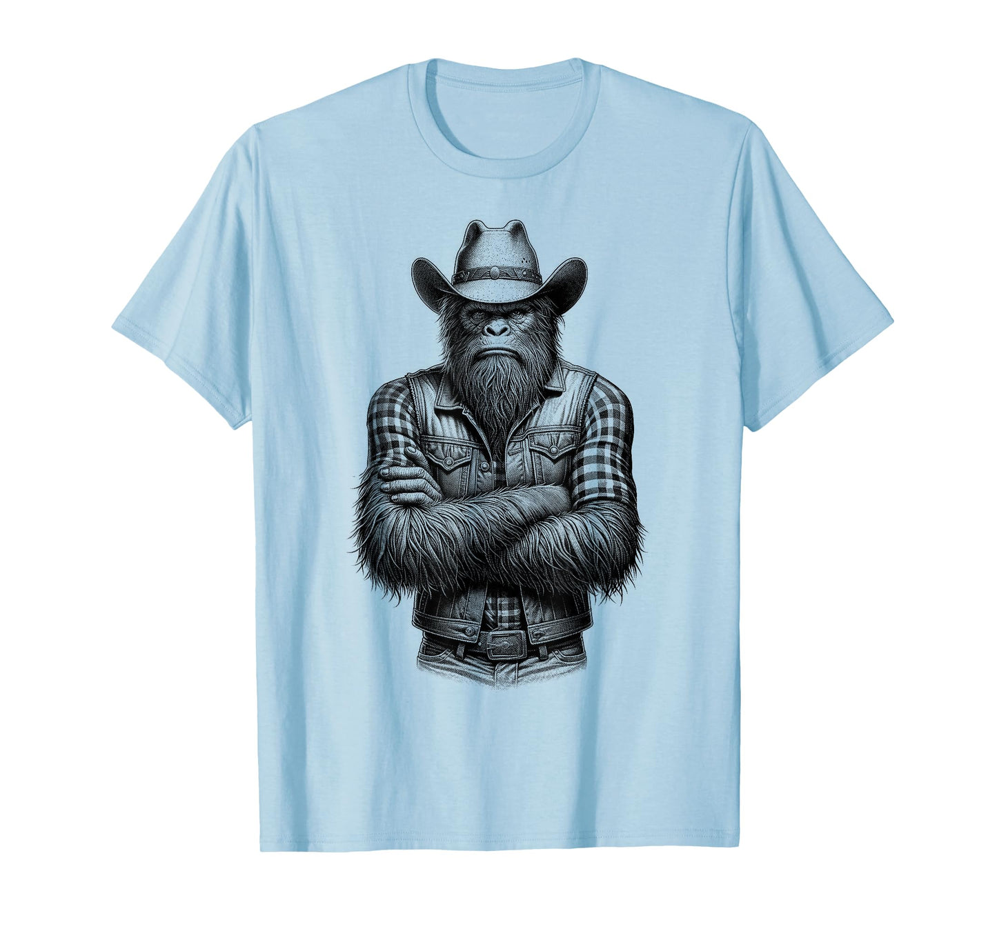 Bigfoot Sasquatch Funny Vintage Cowboy Cryptid Graphic Myth T-Shirt