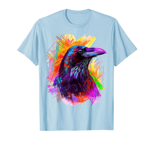 Raven Painting Abstract Animal Art Colorful Graphic Raven T-Shirt