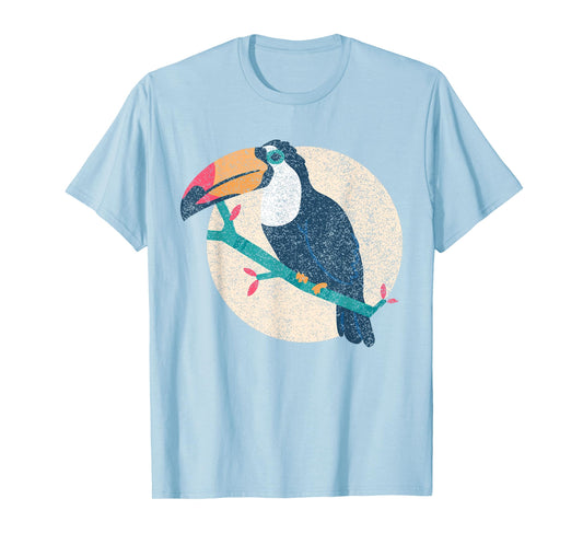 Cool Vintage Distressed Animal T-Shirts Co. - Vintage Distressed Style Toucan T-Shirt - Unisex-Adults - Grey - Small - Short Sleeve - Classic Fit - Cotton 50%, Polyester 50%