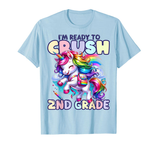 Crush 2nd Grade Girls Back to School Unicorn First Day Cute T-Shirt
