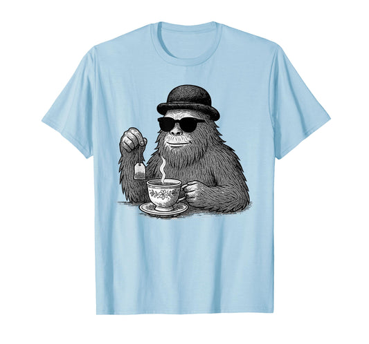 Tea | Cool Bigfoot with Sunglasses & Teacup, Funny Tea T-Shirt