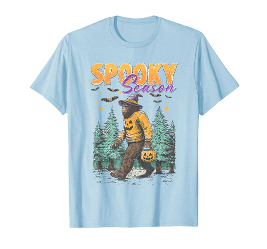 Retro Spooky Season Halloween Pumpkin Bigfoot Men Women Kids T-Shirt