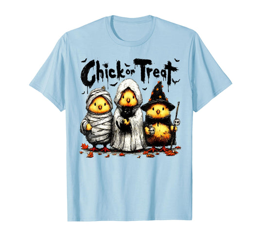 Horror Funny Chick Or Treat Chickens Ghost Witchy Halloween T-Shirt
