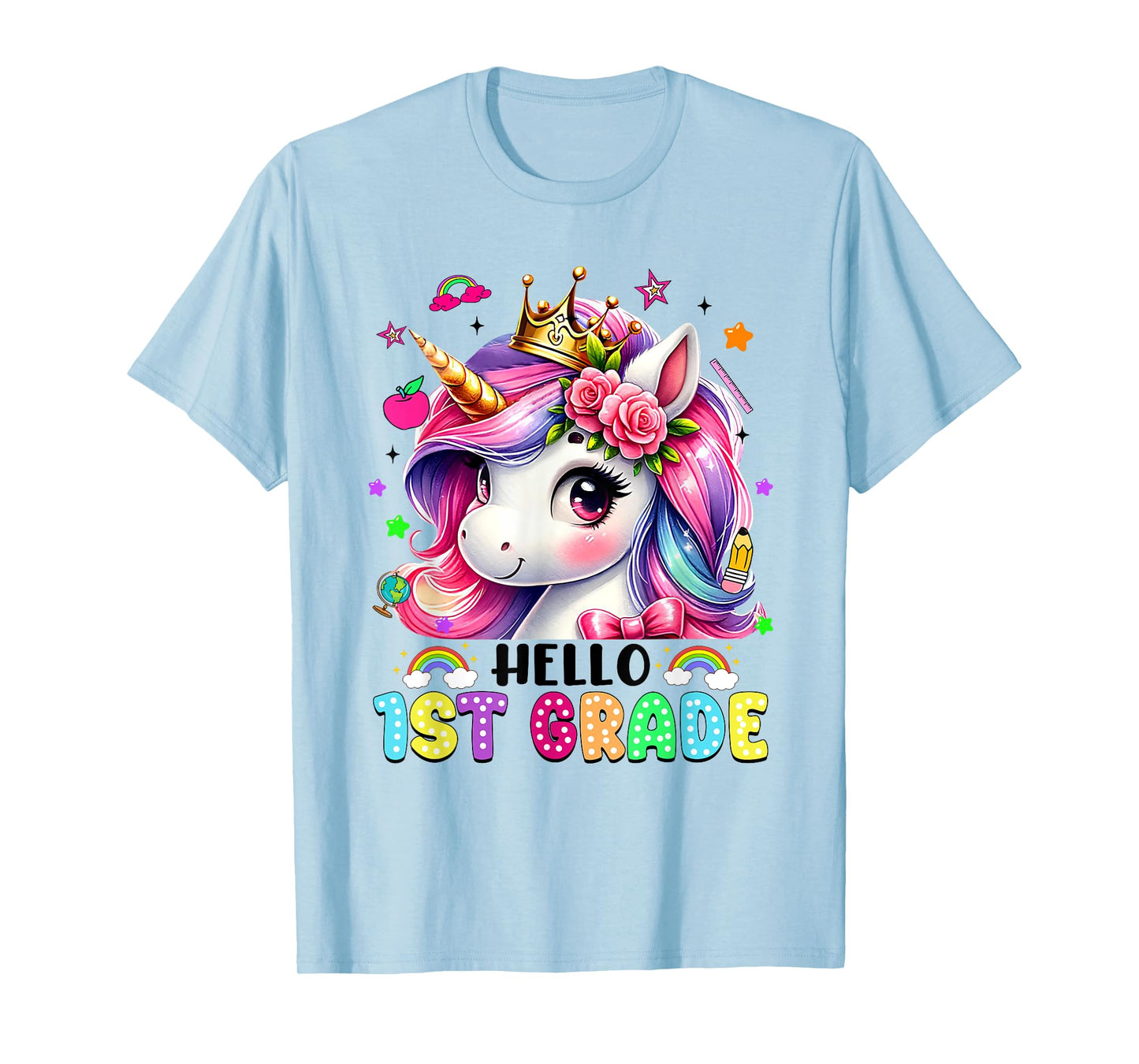 Hello 1st Grade Unicorn First Day Of School Outfits Girls T-Shirt