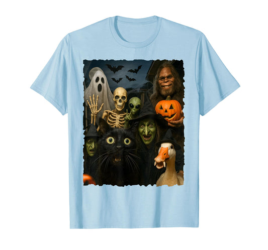 Ghost Bats Goose Bigfoot Alien Funny Cat Skeleton Witch 2025 T-Shirt