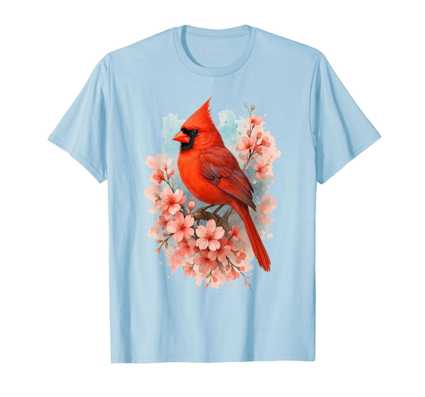 Watercolor Red Cardinal Floral Birdwatcher T-Shirt