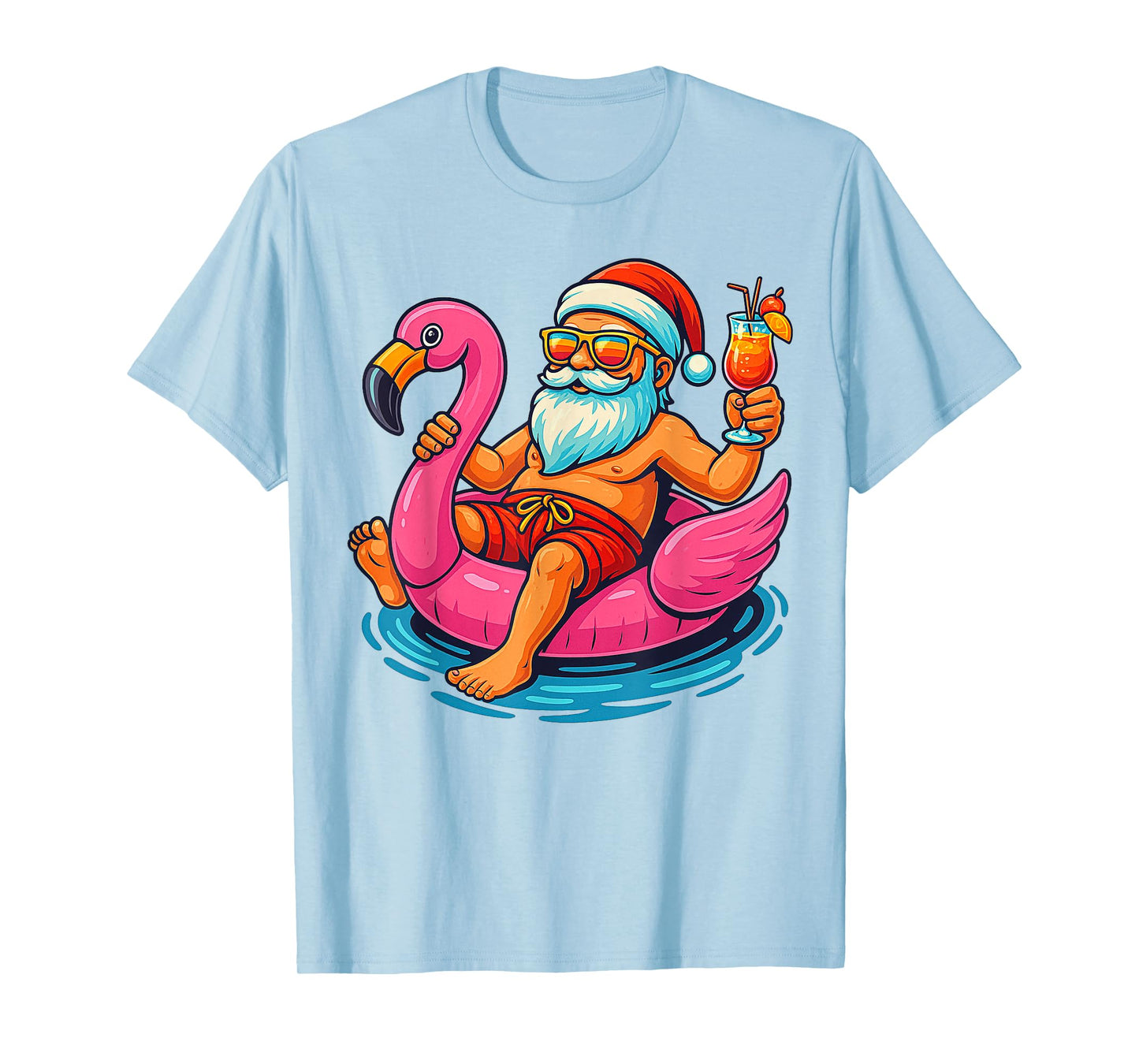 Christmas In July Shirt Boys Kids Santa Flamingo Summer Xmas T-Shirt