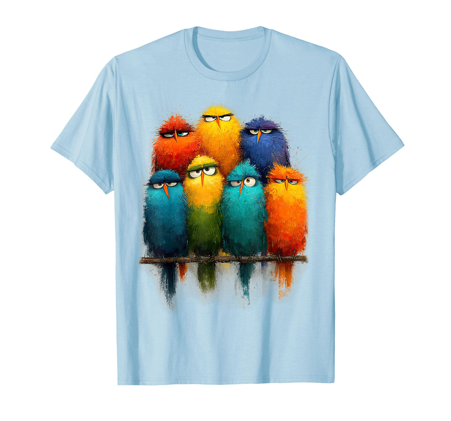 Funny Colorful Bird Art Crazy Birds Family T-Shirt