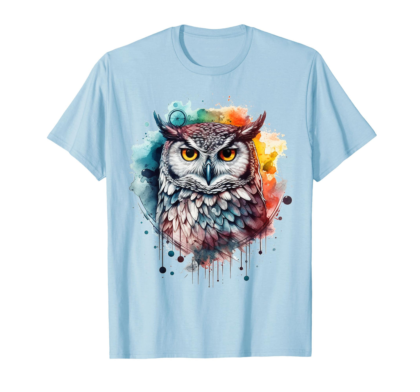Owl artwork, colourful animal lovers, bird art, animal owl T-Shirt
