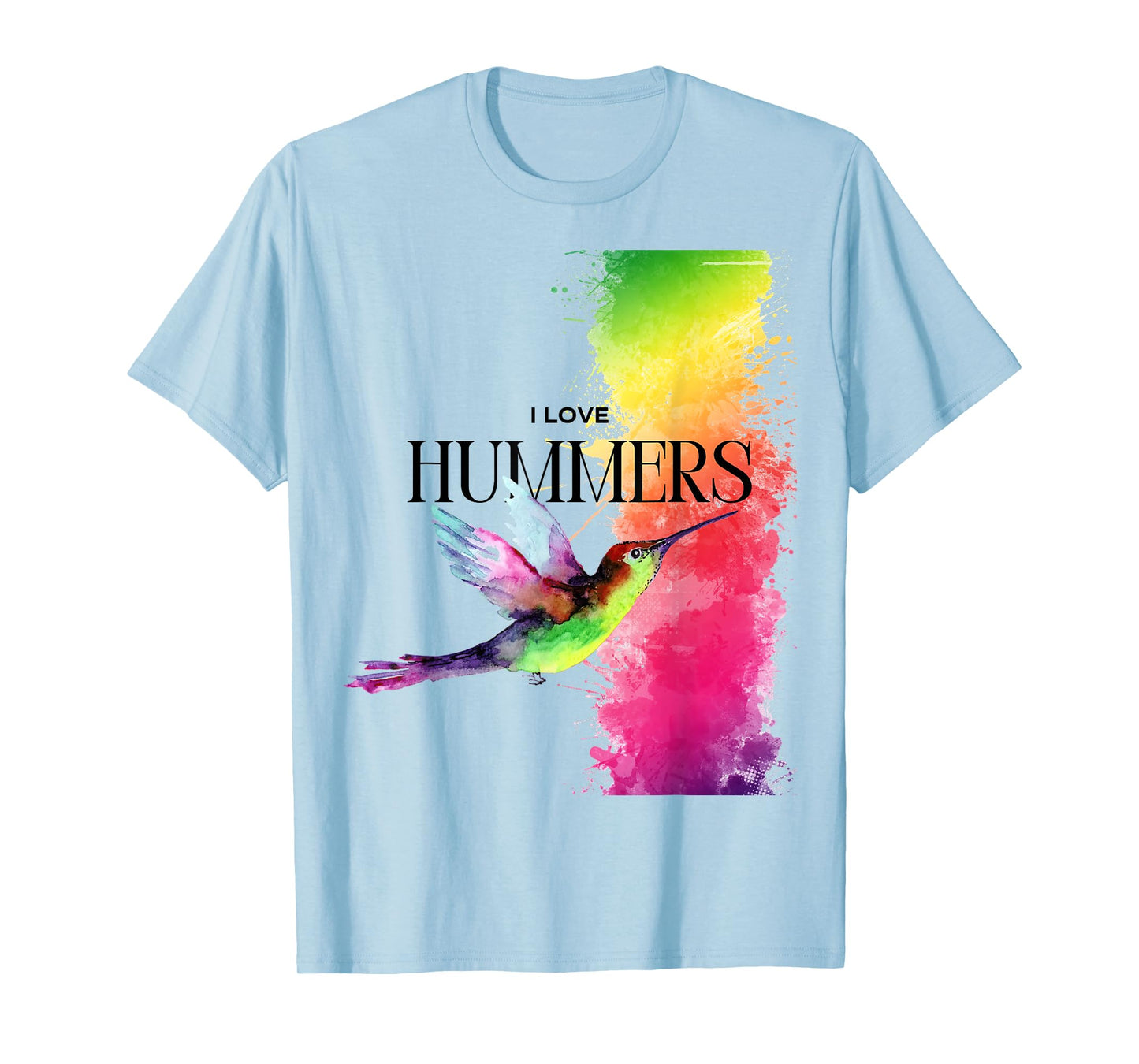 I Love Hummers Watercollor Cute I Love Hummers Bird T-Shirt