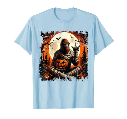 Spooky Sasquatch Bigfoot Mummy Halloween Jack O Lantern Mens T-Shirt