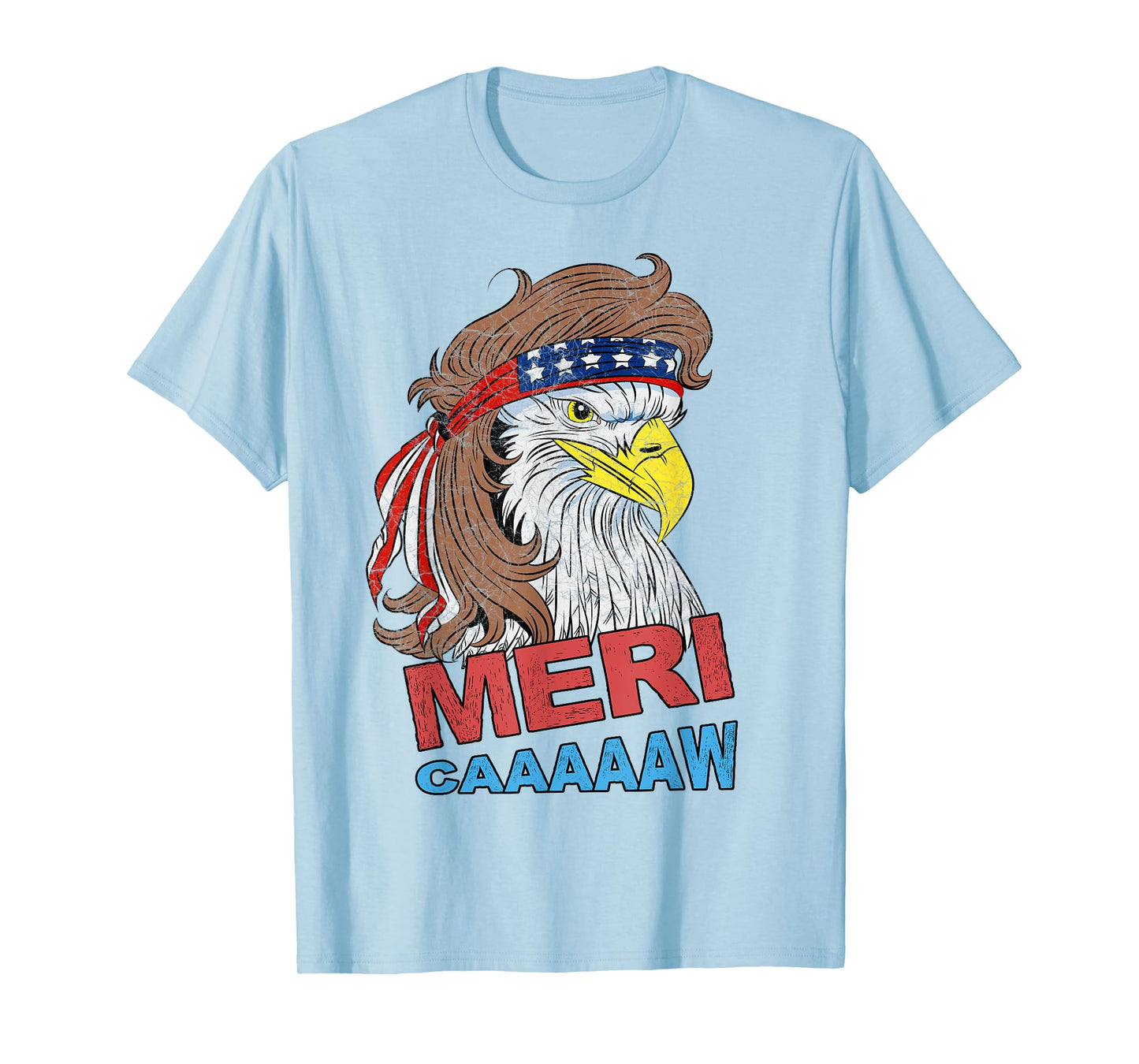 meri-caaaaaw - Eagle Mullet 4th Of July USA American Flag T-Shirt