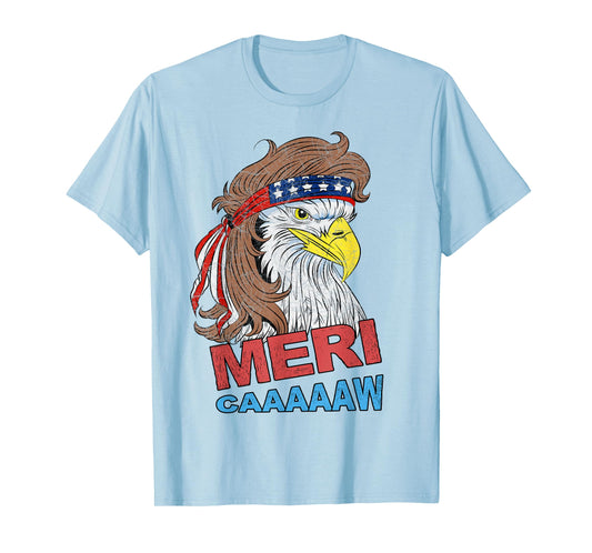 meri-caaaaaw - Eagle Mullet 4th Of July USA American Flag T-Shirt