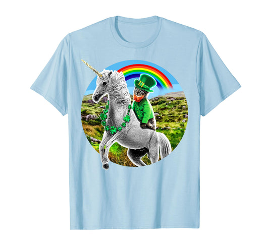 St. Patricks Day Unicorn Rainbow Leprechaun Cat Shirt Gift T-Shirt