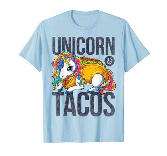 Unicorn & Tacos T Shirt Girls Kids Women Rainbow Taco Squad T-Shirt