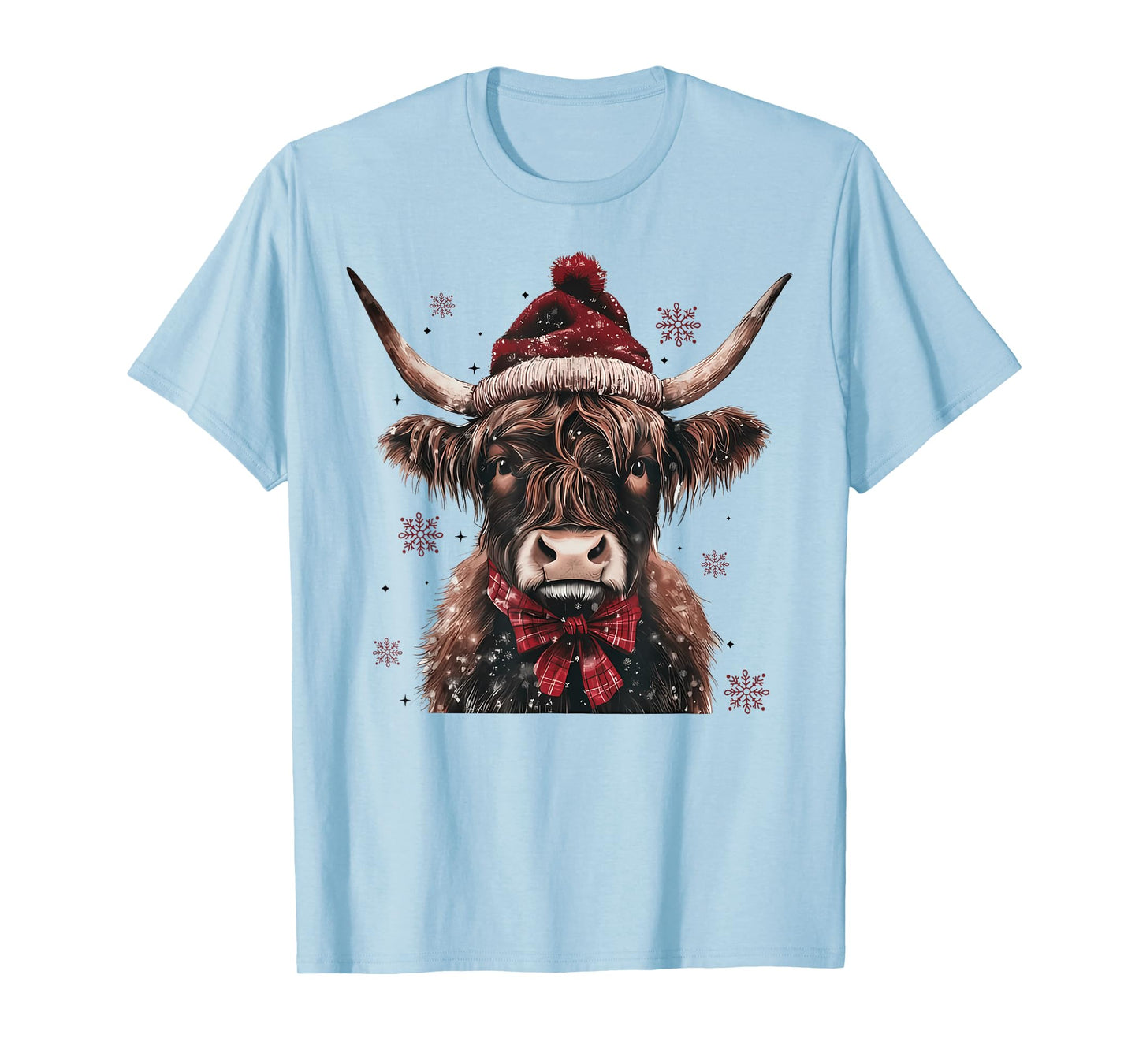 Mooey Christmas Western Highland Cow Lover Santa Hst Retro T-Shirt