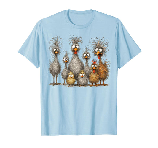 Eagerlys Colorful Funny Chicken Art, Crazy Chicken Family T-Shirt