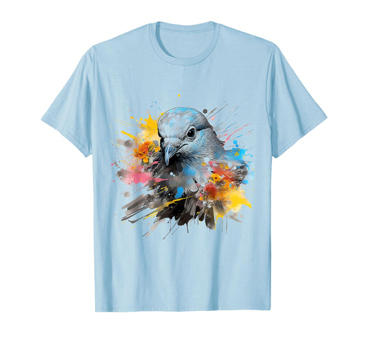 Dove Abstract Painting Art Drawing Flowers Graphic Bird T-Shirt
